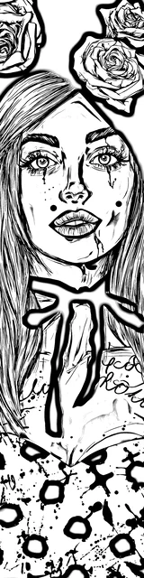 Free colorable bookmarks of a close up witch face